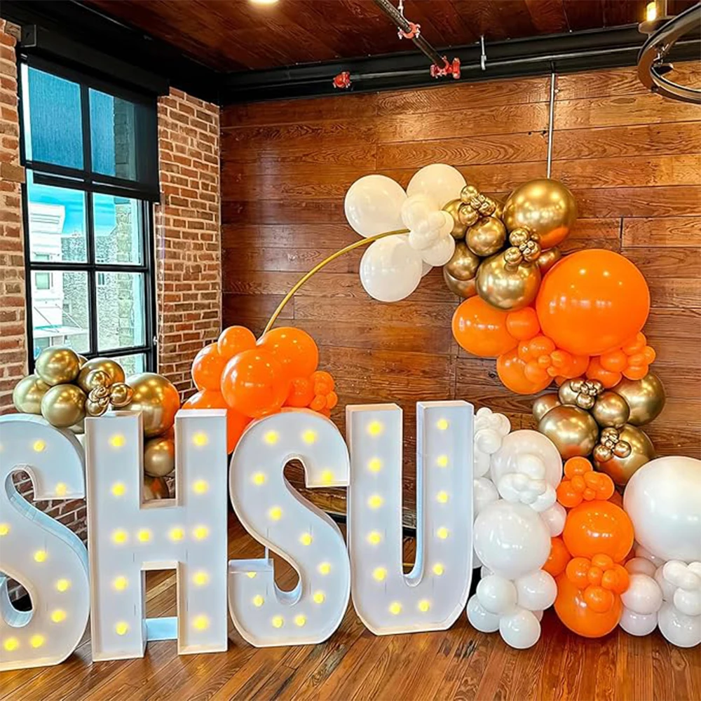 مجموعة قوس جارلاند باللون البرتقالي والذهبي ، بالونات حلويات لحفلات الزفاف ، استحمام الطفل ، ديكور حفلات الخريف ، 83 144