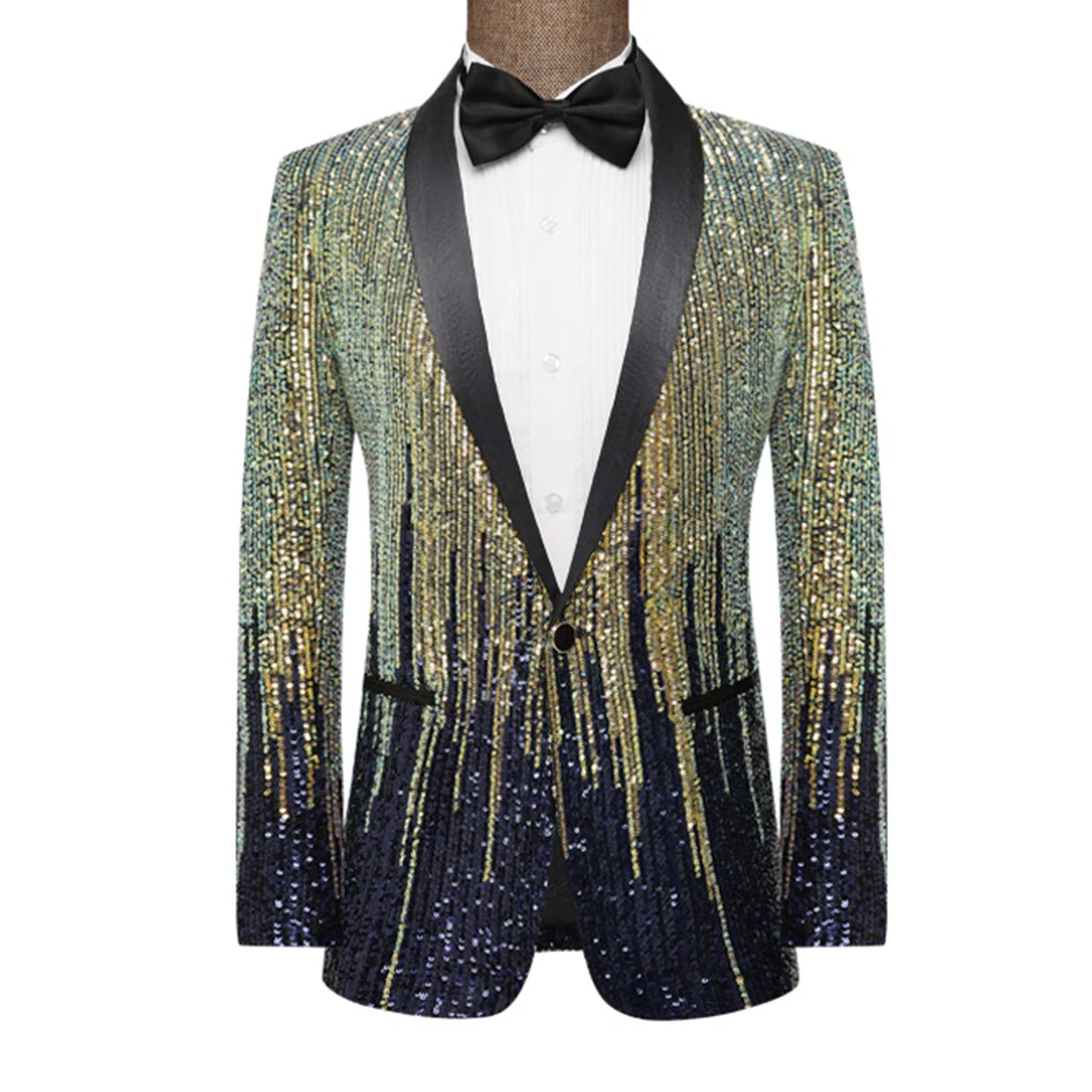 

Sequin Suit Blazer for Mens Regular Fit Jackets 1-Button Party Jackets For Men Wedding Banquet Blazer Customize