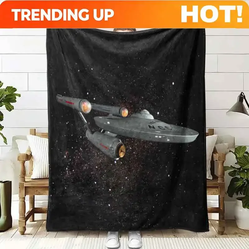 Customization 1pc Retro Space-Themed Bedspread Suitable For - Soft Flannel Quilt With Ship Print, Warm Cozy Bed For & S, Space D