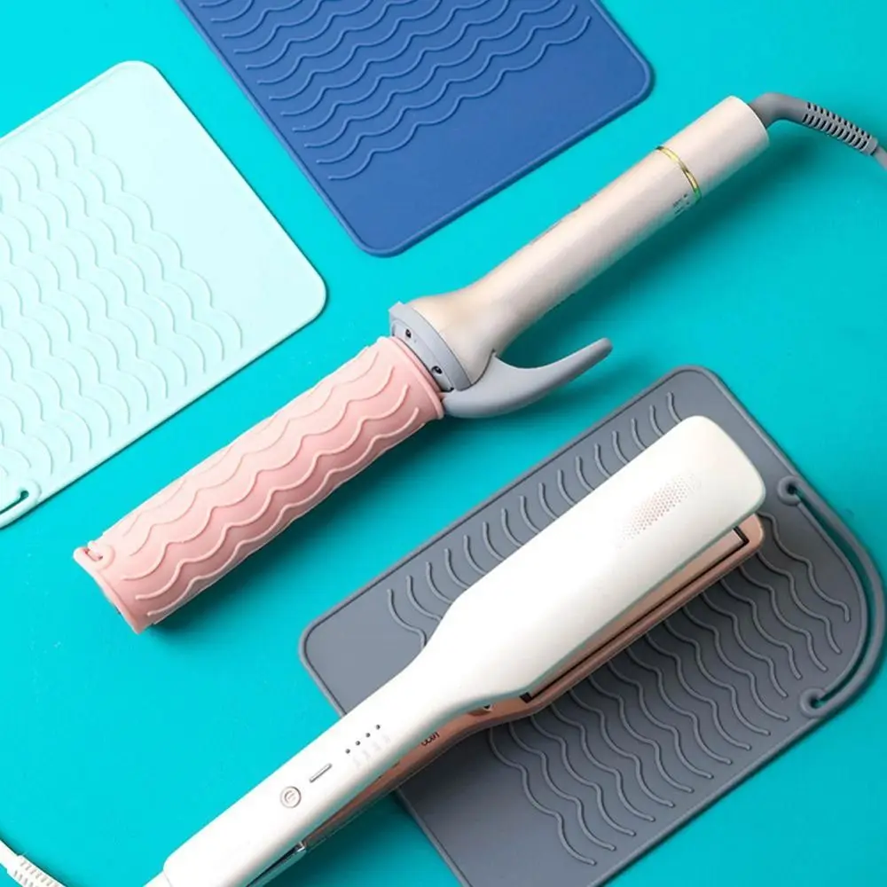 Multifunctional Heat Resistant Pad Non-slip Heat Curling Stick Insulation Mat Silicone Hair Straightener Storage Bag Travel