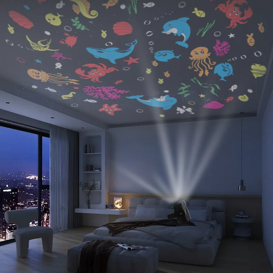 Halloween Christmas LED Projector Lights Christmas Projector Rotatable Snowfall LED Light Projector 16 Slides for Indoor Outdoor