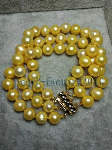 

AAA 9-10 MM SOUTH SEA NATURAL GOLDEN PEARL BRACELET 14K GOLD CLASP Fine Jewelry Gifts