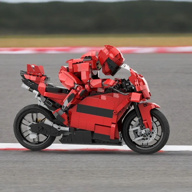 384 قطعة MOC دراجة نارية متسابق 1 8 النموذج الفني بناء لعبة كتل البناء تجميع هدايا عيد الميلاد لتقوم بها بنفسك فكرة عيد ميلاد #6