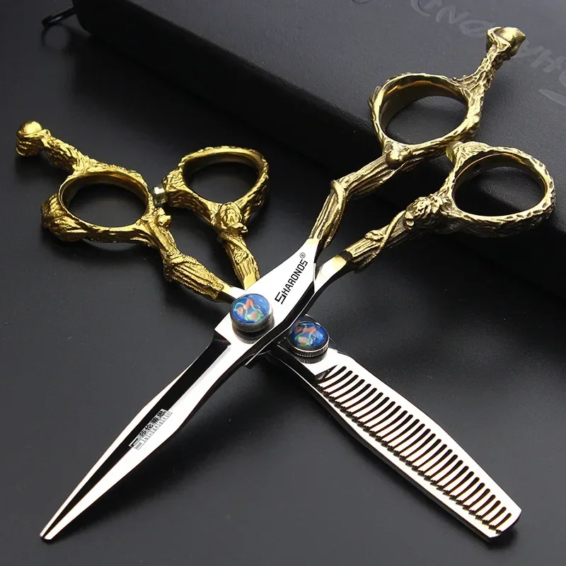 Sharonds Kappers Professionele Schaar Salon Kapper Schaar Persoonlijke 6 Inch Platte Tanden Verdunning Shears Haar Snijgereedschap