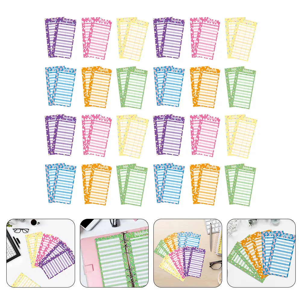 60pcs Candy Print Budget Sheets A6 6-Hole Paper For Cash Envelope Tracker Expense Manager Daily Budget Planner Binder Inserts