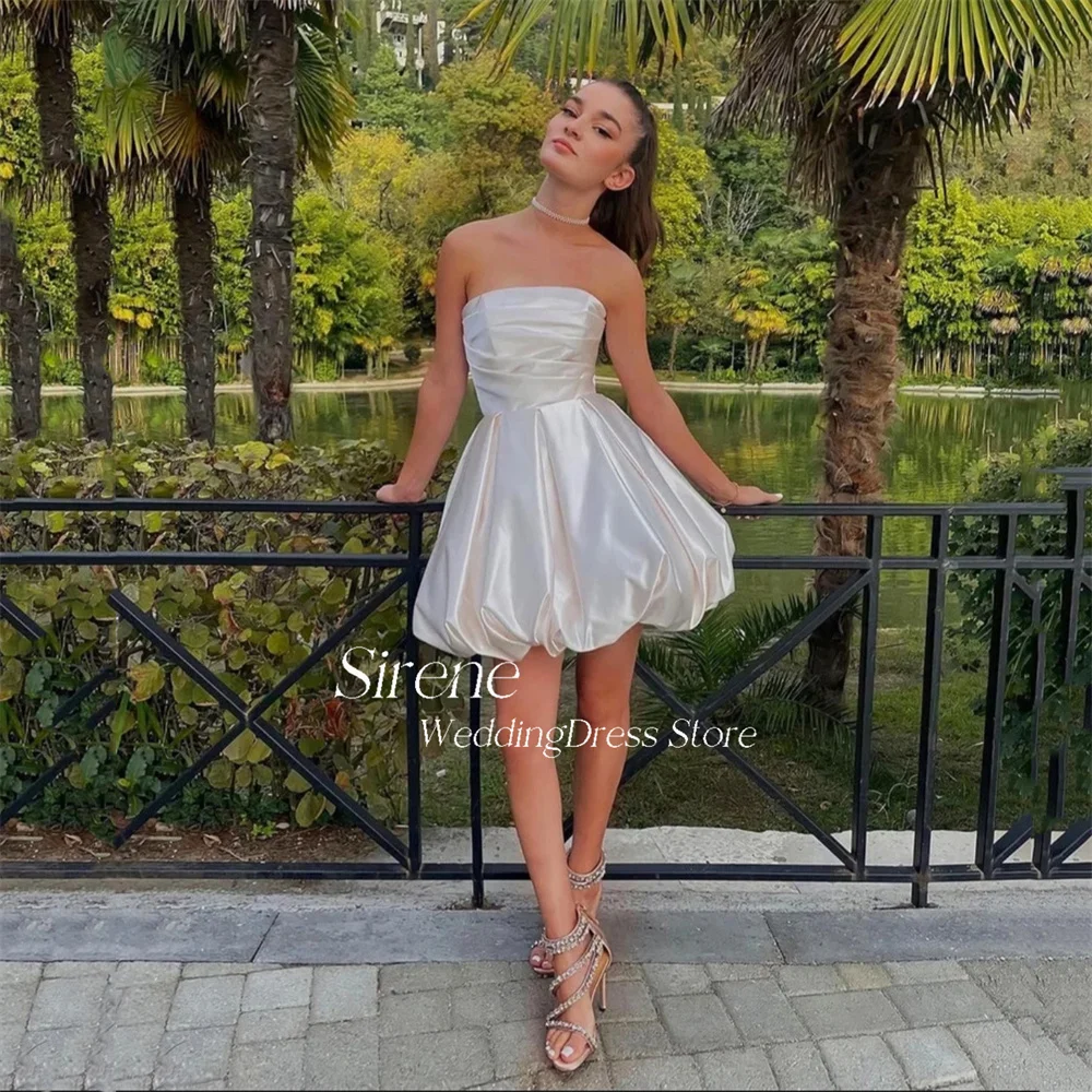 Sirene Sexy Mini macchia senza spalline fiore Bud abiti da sposa principessa sopra il ginocchio a-line pieghettato senza maniche abito da sposa corto 2024