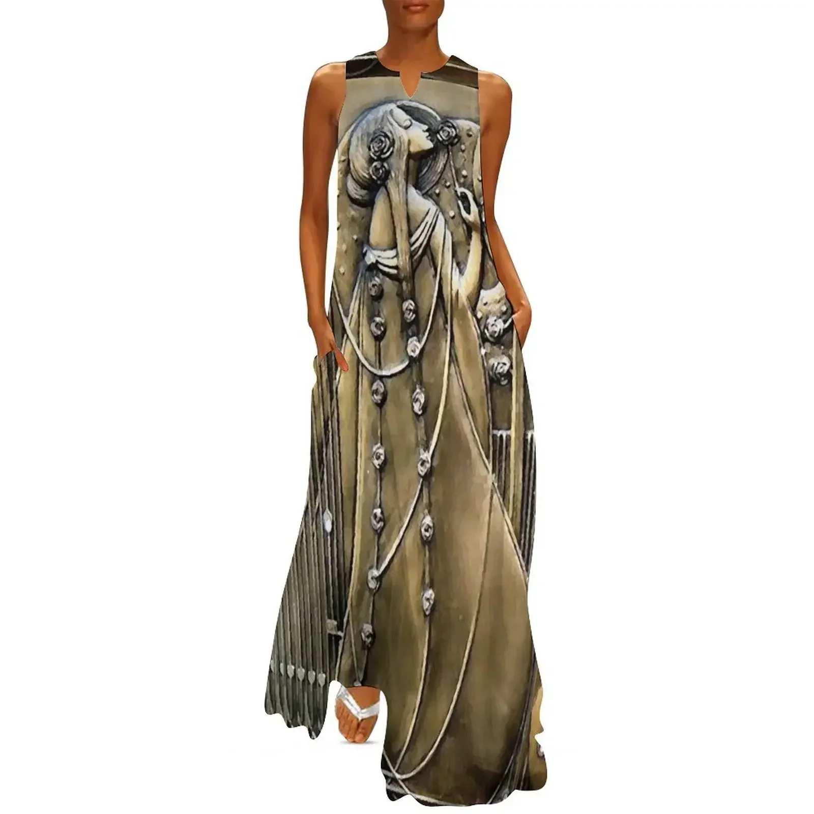 

Art Nouveau Female Figures Amongst Roses Long Dress birthday dresses for women purple dress Women's summer dresses Dress