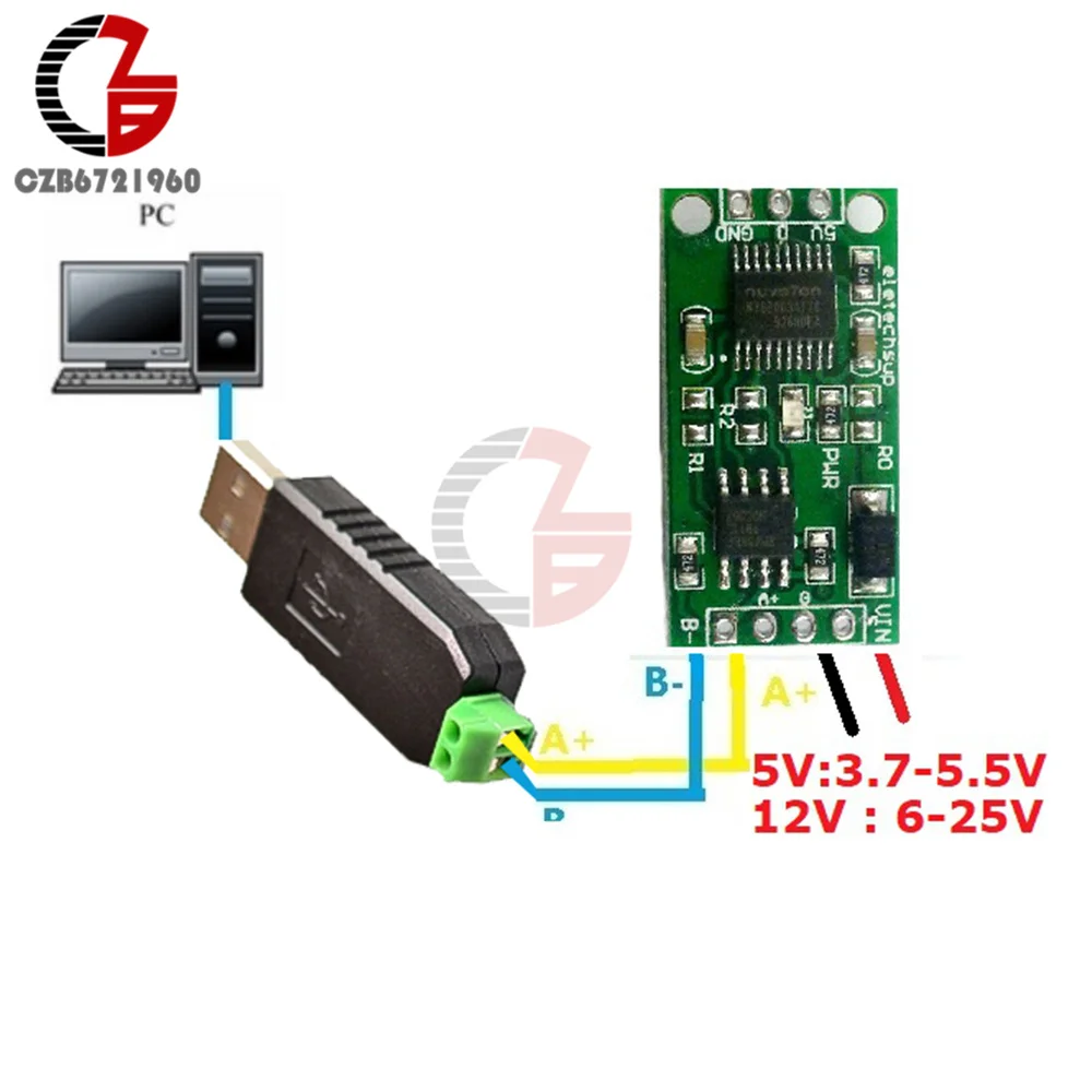 DC 5V 12V DS18B20 RS485 RS232 TTL Com UART Temperature Acquisition Sensor Modbus RTU for Arduino PC PLC MCU Acquisition Module