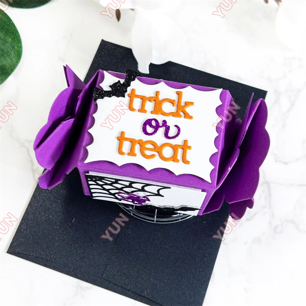 Halloween Birthday Christmas Twisty Treat Box Die Set House Metal Cutting Dies Scrapbooking Diary Stencil DIY Greeting Card Gift