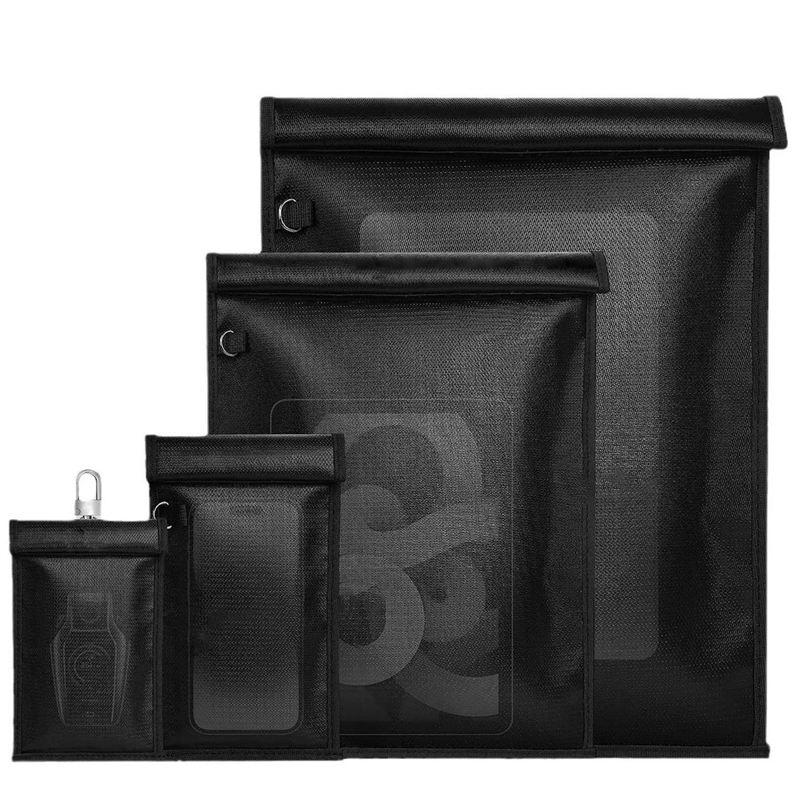 4-pack Faraday-tassen, vlamvertragend, brandwerend, signaalafschermende tas, RFID-afschermende tas, mobiele telefoon signaalblokker voor autosleutels, Cr