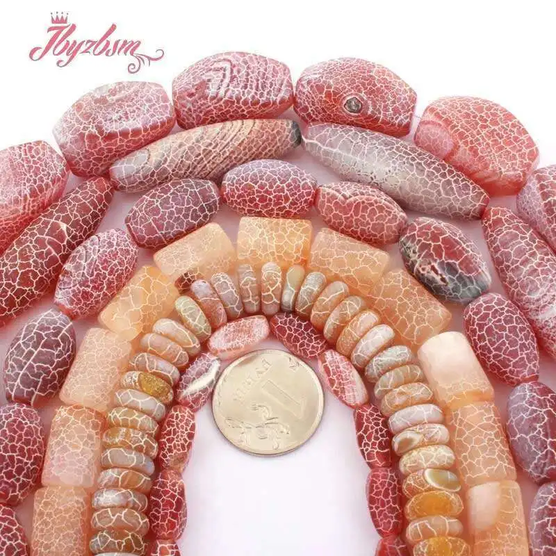 

Geometry Frost Cracked Red Black Multicolor Agates Natural Stone for DIY Charm Accessories Necklace Bracelet Jewelry Making 15"