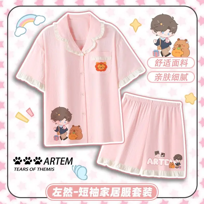 

Summer Anime Tears of The Themis Game Cos Artem Wing Luke Pearce Marius Vilhelm Unisex Sweet Pajamas Home Wear Set Gift