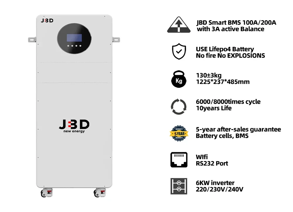 JBD 15KWh 6KW inverter home solar energy storage system Active Balance 5KWh 10KWh All in one 100Ah 200AH 300AH Lifepo4 battery