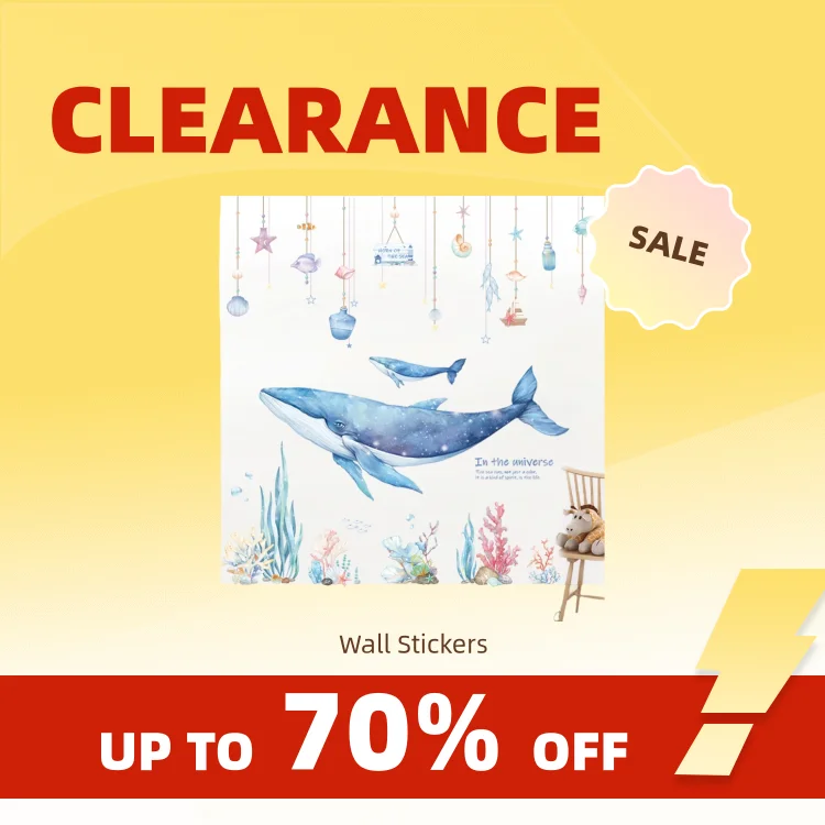 Clearance_Cartoon Dreamland Wall Sticker for Kids rooms Nursery Wall Decor Vinyl Tile Stickers Waterproof Whale Wall Decals Home