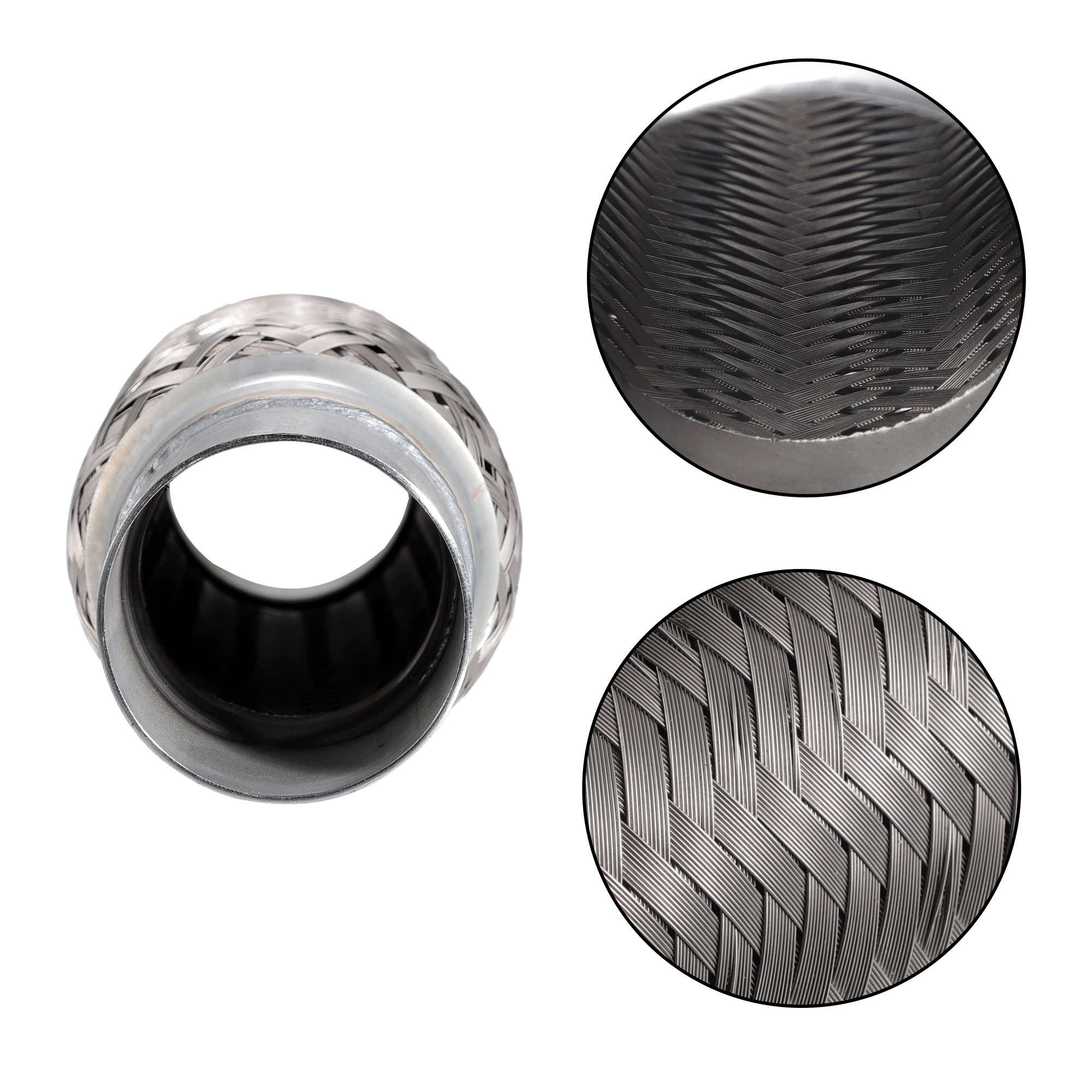 UXCELL 60x290mm tubo flexible de escape de coche junta de escape Universal con tubo de extensión de soldadura tono plateado de acero inoxidable