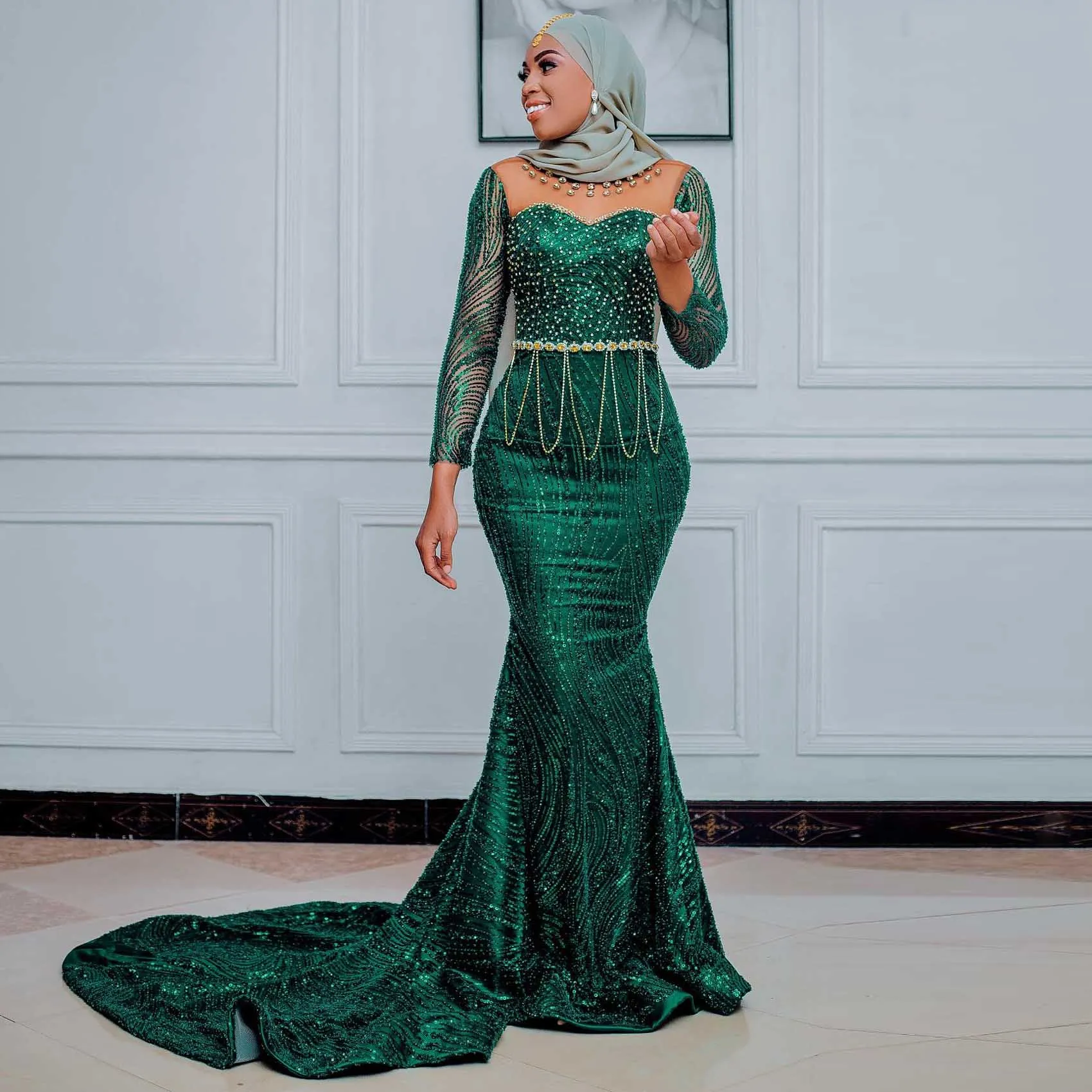 Aso Ebi Pink Black Women Formal Dress Mermaid Prom Dresses High Low Beaded Flower Wedding Party Gown African Birthday Dress