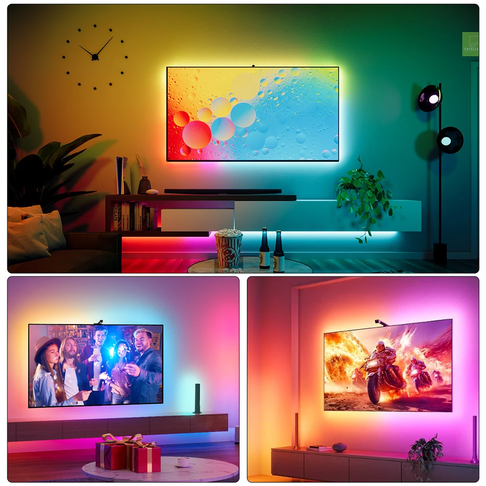 2.4G WIFI Dream Color LED Strip TV Ambient Light SM16703 Smiliar WS2811 HDMI Box Sync With TV App Work With Alexa Google Home