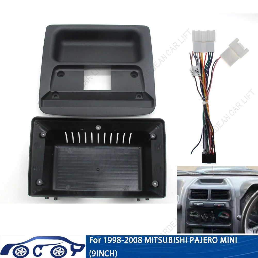 

9Inch Car Radio Fascias For 1998-2008 MITSUBISHI PAJERO MINI Android Stereo Frame Player 2 Din Head Unit Panel Trim With cable