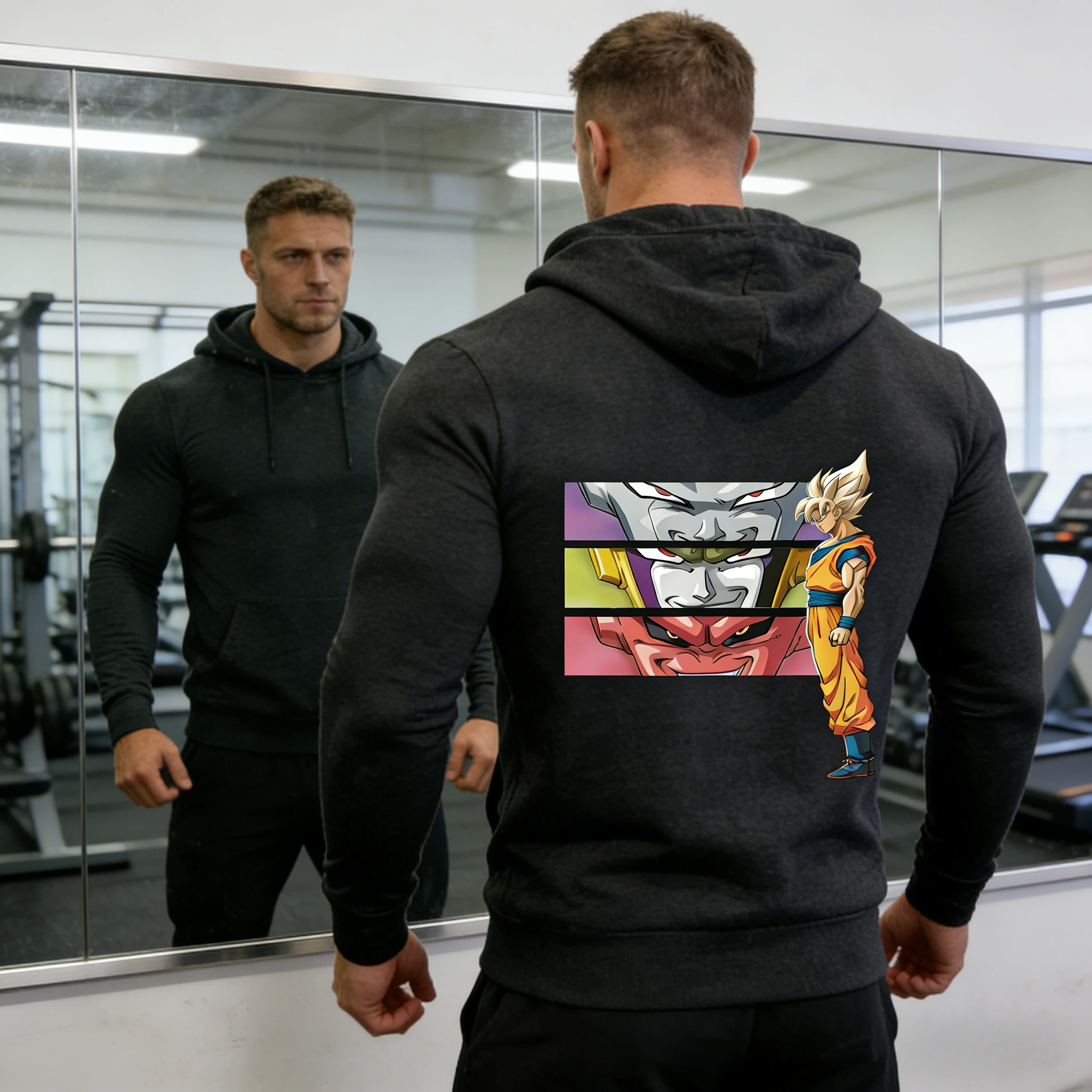 

2026 Autumn Winter Dragon Ball Retro Goku & Villains Print Hoodie Men 100% Cotton Oversized Gym Sweatshirt Streetwear Unisex