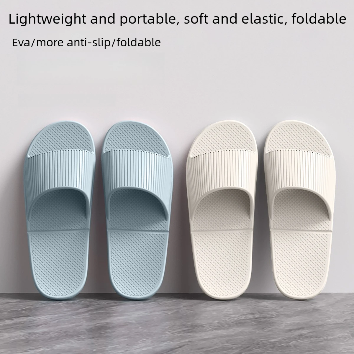 Lightweight Foldable EVA Disposable Slippers Silent Quick‑Dry Non‑Slip Bath Slippers 4‑Season for Vacation Hotel Travel Home Use