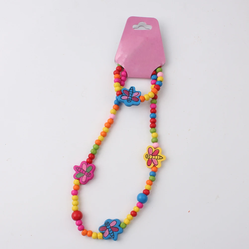

Girls Jewelry Set Necklace Bracelet Wood Party Accessories Birthday Gift Kids 27Cm 2Cm 10.6Inch 0.8Inch Multicolor Adorable