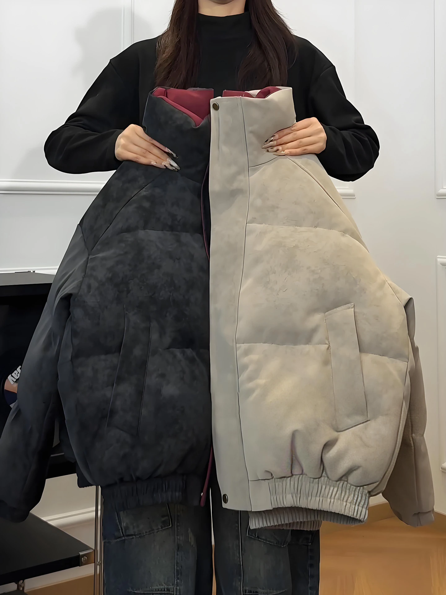 

Men's down Cotton Jaet ort Padded Coat Stand Collar PU Leather Winter Warm Faionable Youth Casual Ci Wear Bread Coat