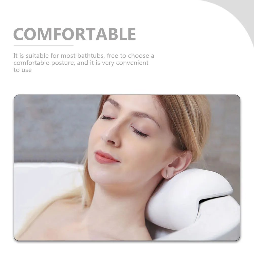 

Bathtub Pillow Bathing Pillow Suction Cups Head Support White Bath Accessories Home Goods