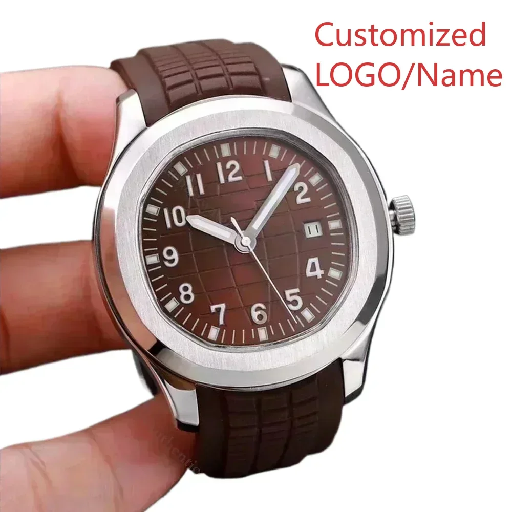 الرجال الميكانيكية ووتش الساعات الأوتوماتيكية الفولاذ المقاوم للصدأ الأزرق الأبيض المطاط حزام الياقوت الفضة ارتفع الذهب جامبو مخصص #4