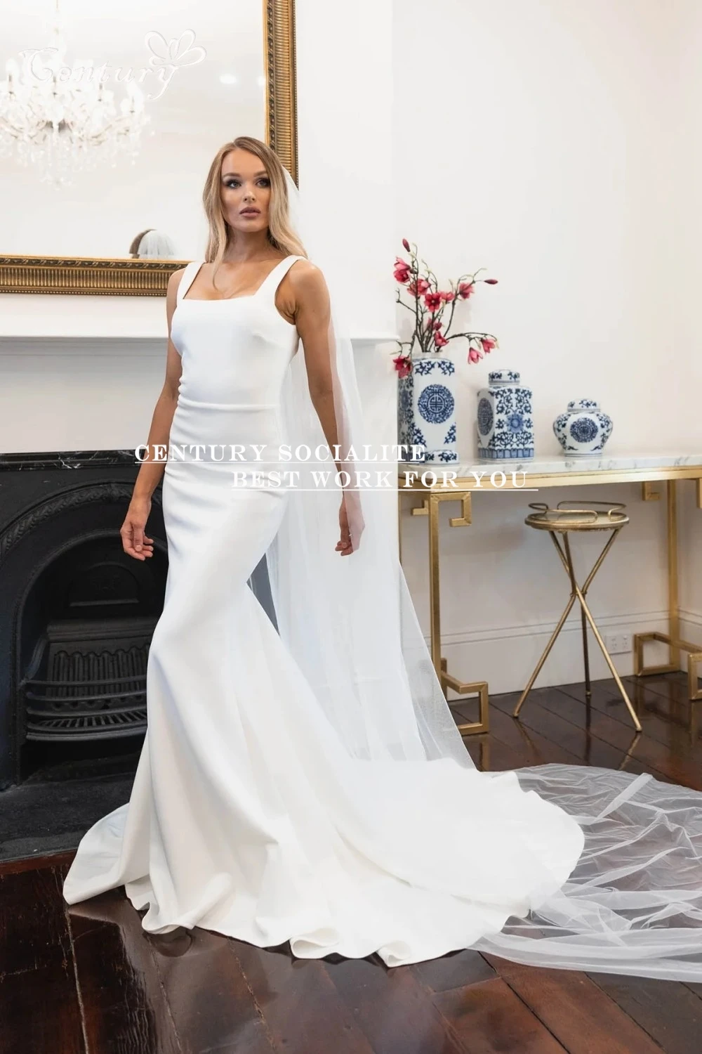 Simple Plain Mermaid Wedding Dresses 2025 Sleeveless Square Neck Backless Bridal Gowns vestido noiva casamento civil Customized