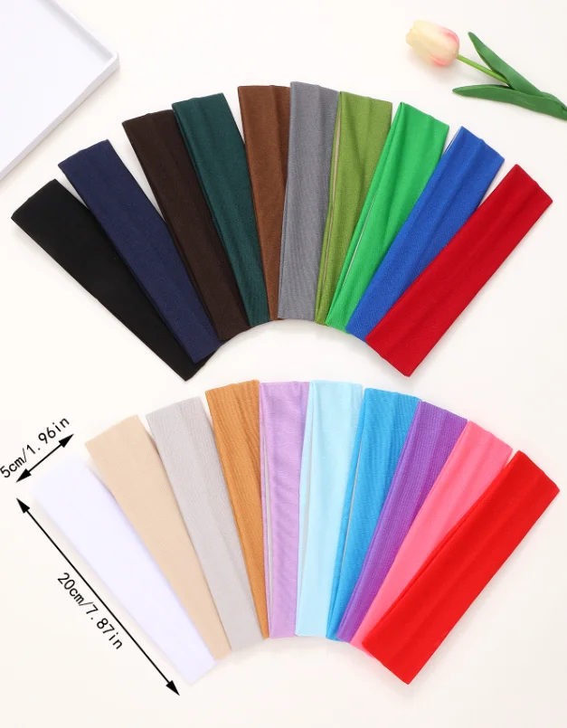 3/10/15 -Pack Solid Color Headbands, Stretchable Sweat Absorbing Headwraps for Sports Yoga Workout, Fashion Hair Accessories image 5