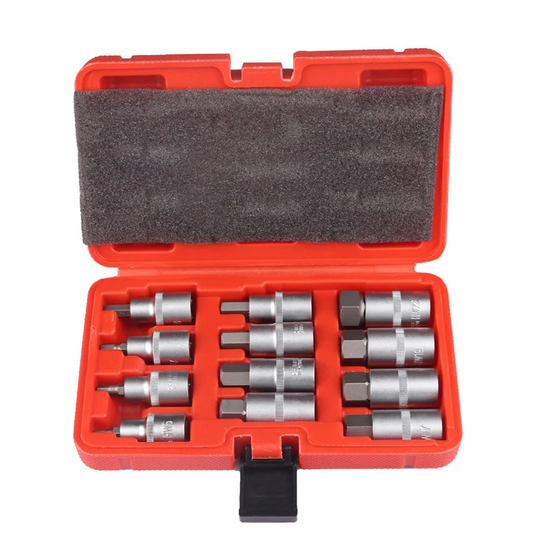 12pcs 1/2 Inch Drive Impact Hex Bit Socket Set H5 H6 H7 H8 H10 H12 H14 H16 H17 H18 H19 H22 Allen Key Sockets Set Hand Tools