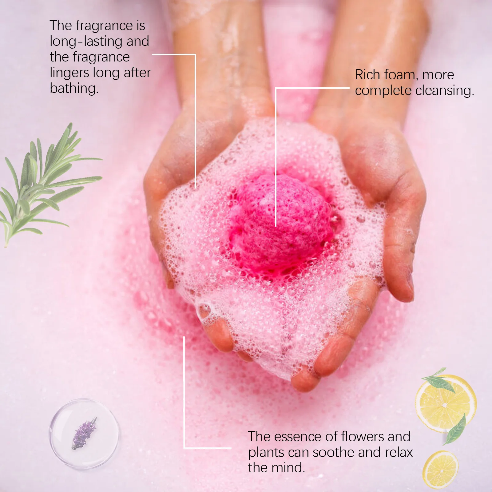 Bath Bombs Set Rose Dragon Fruit Extract Aromatherapy Spa Relaxing Moisturizing Long Lasting Fragrance Skin Cleansing Gift