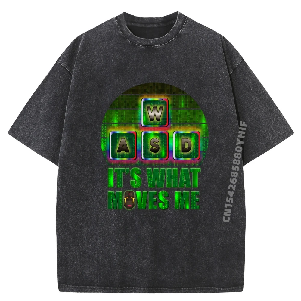 

Pc Gamer Wasd Keyboards Video Gaming Computer Nerd Blank T Shirt 100% Cotton Male Streetwear Washed Men T Shirt Plus Size