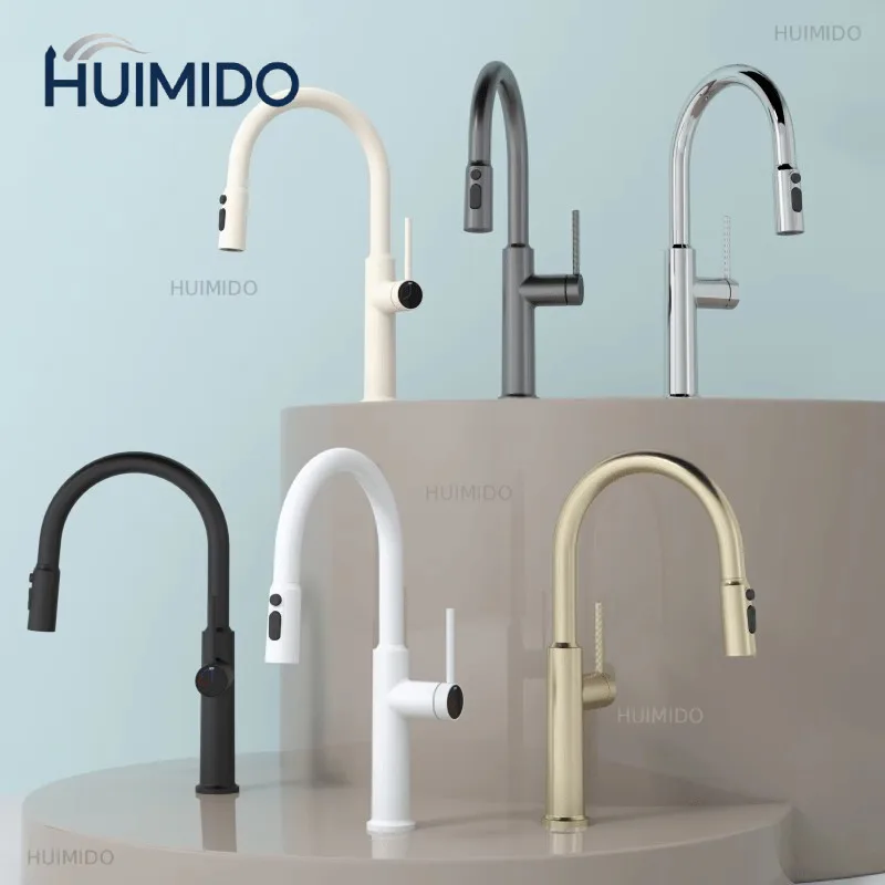 Brushed Gold Pull Out Kitchen Faucet Water Filter Tap Brass Crane Kitchen Rotation Sink Faucet Mixer 3 Way Kitchen Faucet