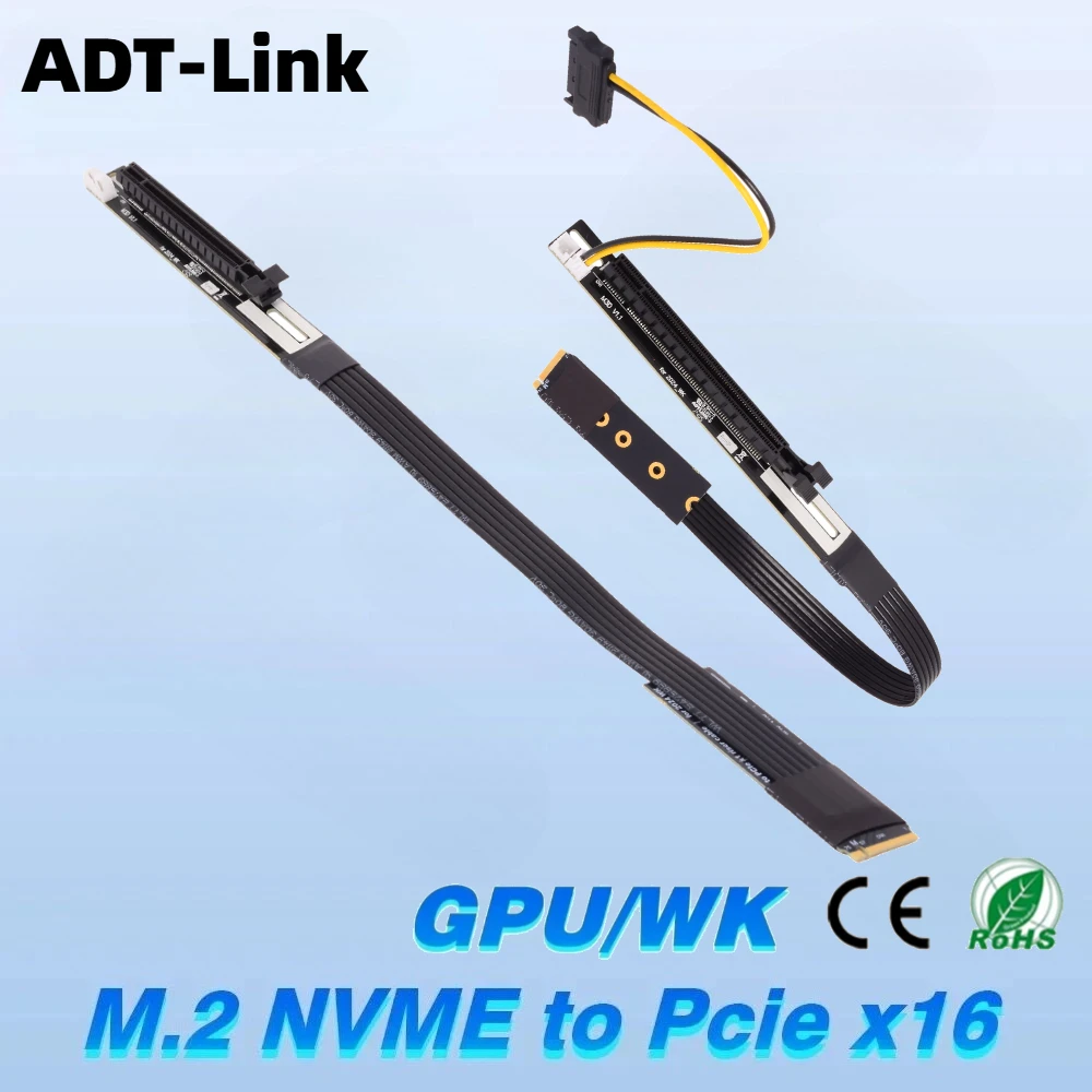 ADT-Link M.2 NVMe to PCI-E 4.0 3.0 X16 Extension Cable For Graphics Video Card Riser Adapter M.2 GPU BTC Mining AMD NVIDIA Cards