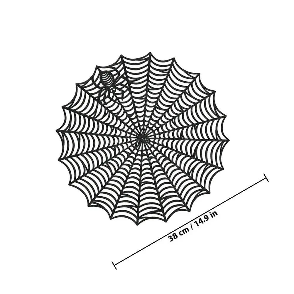 6Pcs Halloween Table Placemats Spider Web Hollow Out Design Reusable Dining Mat Heat Insulation Bowl Mat Coaster Set