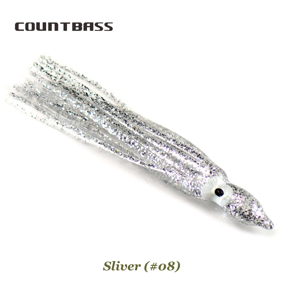 Countbass 30 Stück Trolling-Tintenfischröcke 2,5 Zoll 3 Zoll 4 Zoll 5 Zoll 6 Zoll 7 Zoll, 6 cm 8 cm 10 cm 12 cm 15 cm 18 cm weiche Oktopus-Köder Thunfisch-Angelschwanz – Detail 9