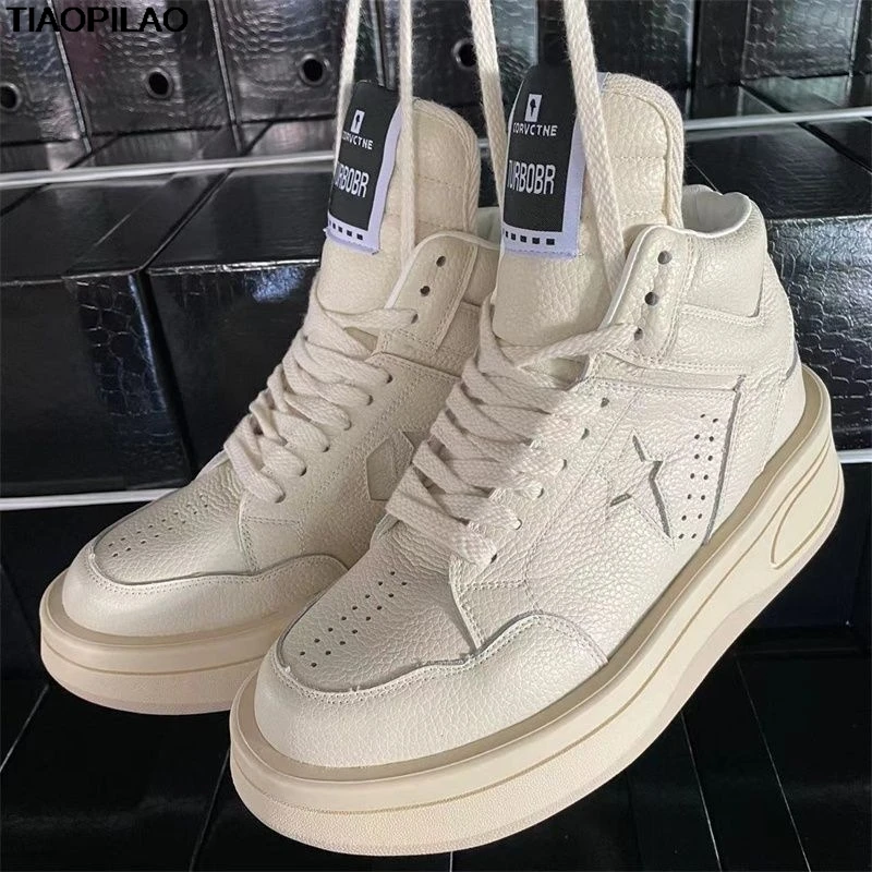 

Spring And Autumn Couple Casual Sneakers High Top Genuine Leather Women's Sports Shoes High Quality Handmade Men's Shoes