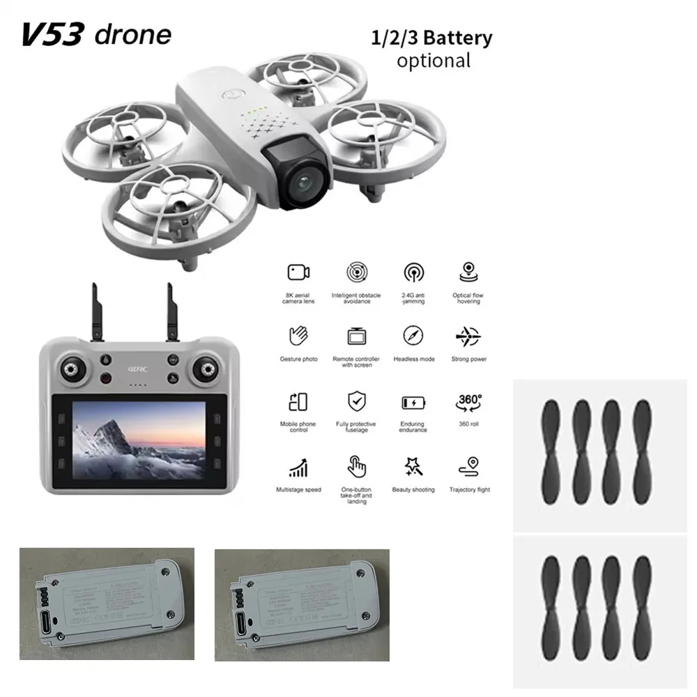 4DRC V53 Drone Accessories 3.7V 600mAh / Propeller Maple Leaf / For 4D-V53 Drone V53 Battery Spare Parts