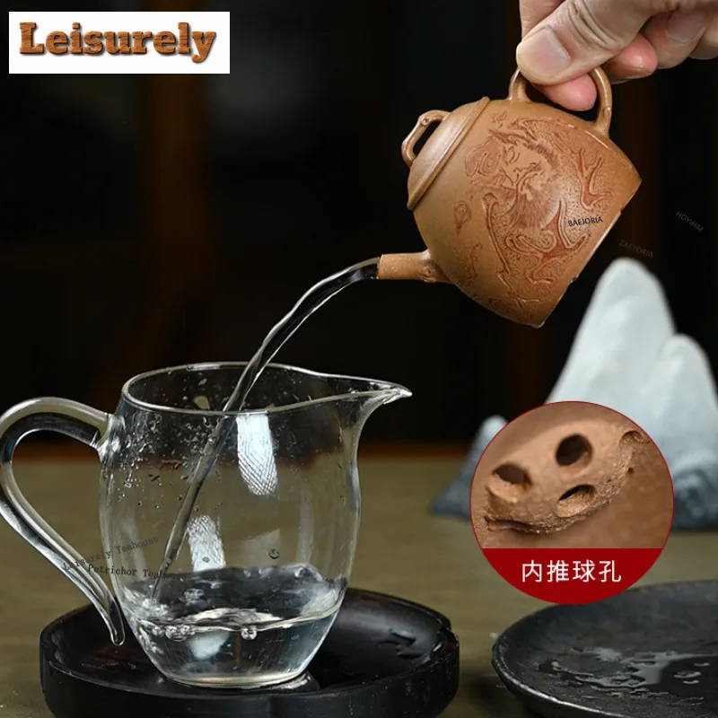 HOYIHM 150ml Elegant Yixing Purple Clay Teapots Handmade High Qinquan Pot Raw Ore Section Mud Kettle Zisha Teaset Cafe Ornaments