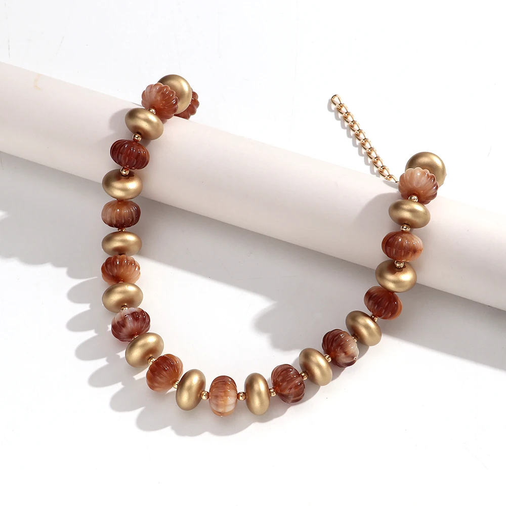 Vintage Acryl Geometrische Perlen Choker Halskette Neue Bunte Unregelmäßige Runde Perlenkette Modeschmuck Geschenke – Detail 8