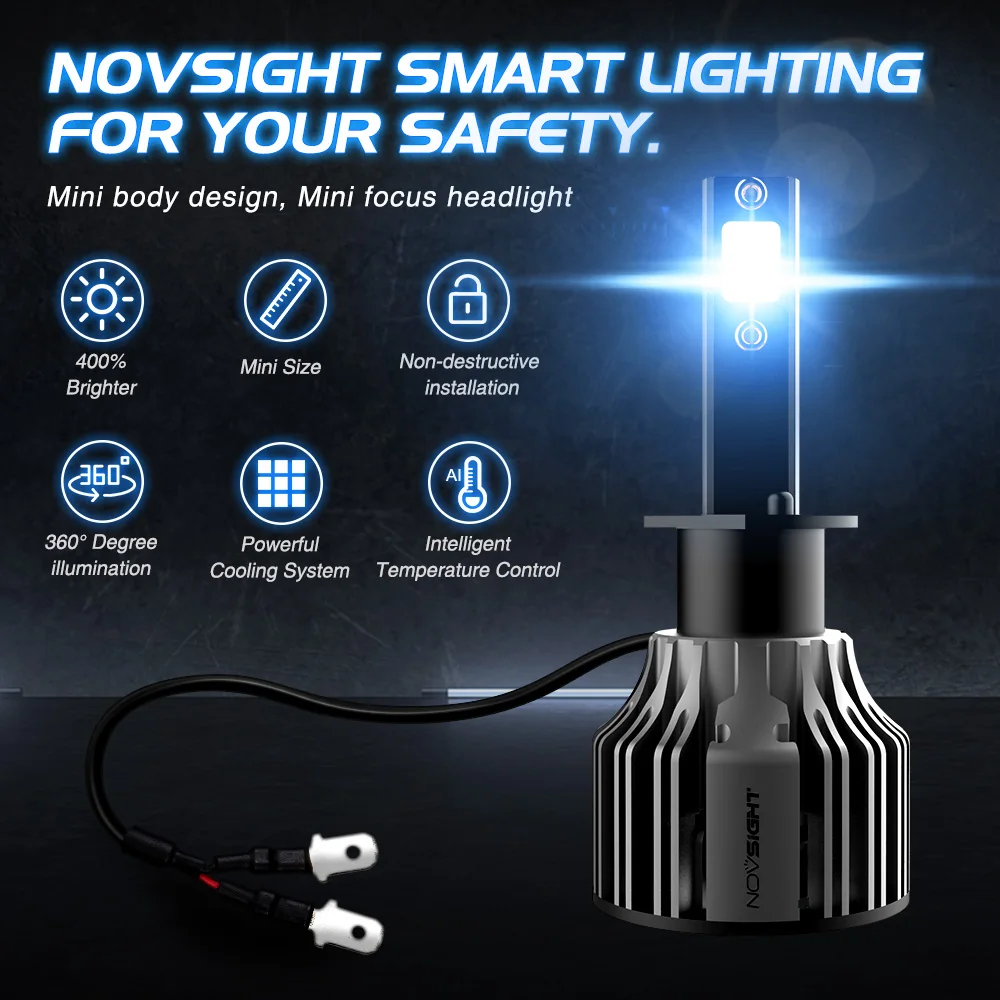 Novsight LED Headlight H1/3/4/7/11 LED-Scheinwerfer CANBUS Hochleistungs 72W 9012 9005 9006 9006 880 881 LED-Autolichter 6000K