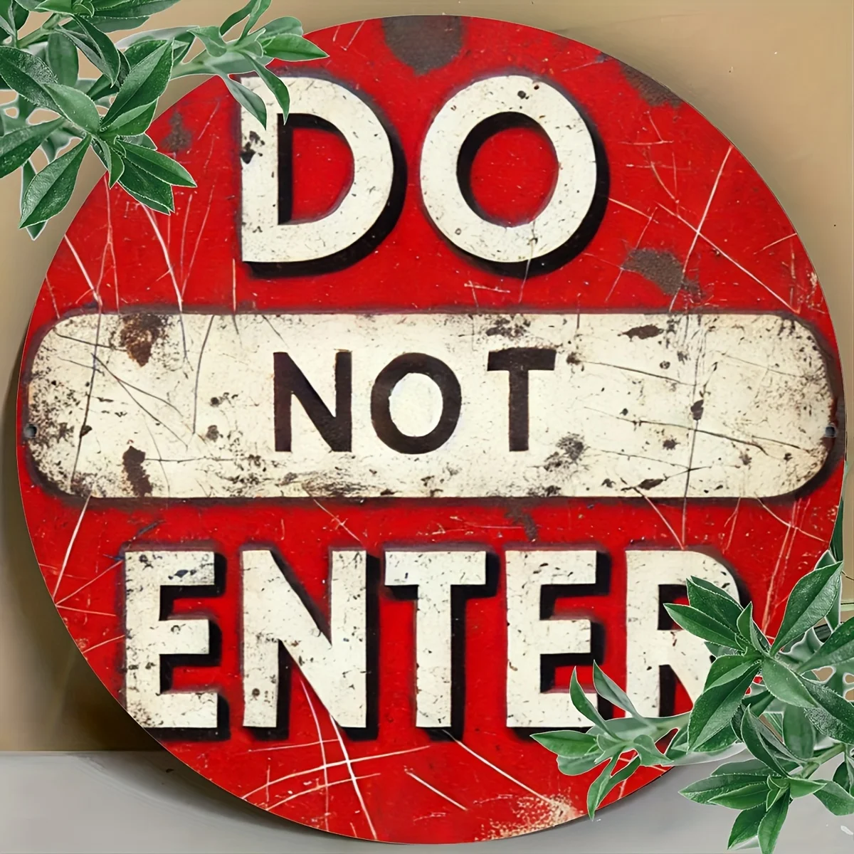 Round Do Not Enter Rust Warning Vintage Round Metal Sign 20x20cm 2D Flat Yard Gate Wall Decor Gift