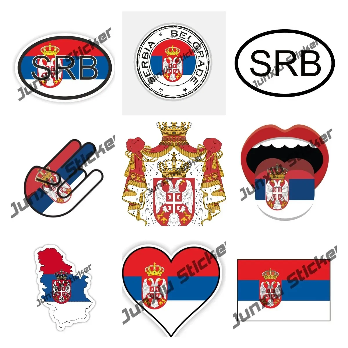 Kreatywne naklejki Serbia Naklejka Serbian Herb Naklejka Samoprzylepna naklejka winylowa Serbian Flag SRB Decor Akcesoria samochodowe