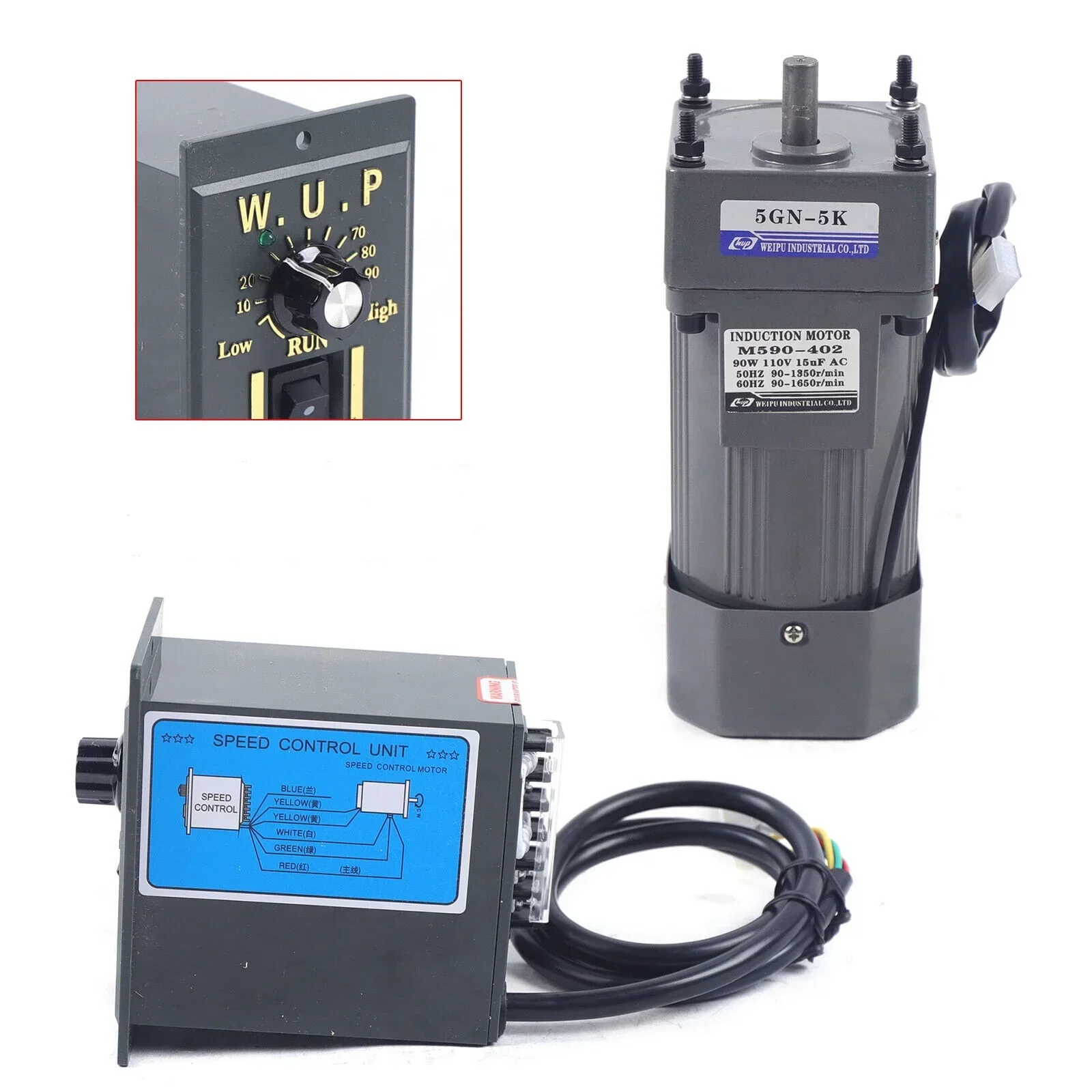 90W 5k Enhanced Motor AC Gear Motor Electric Variable Speed Controller Strong 270RPM/Min 220V/110V