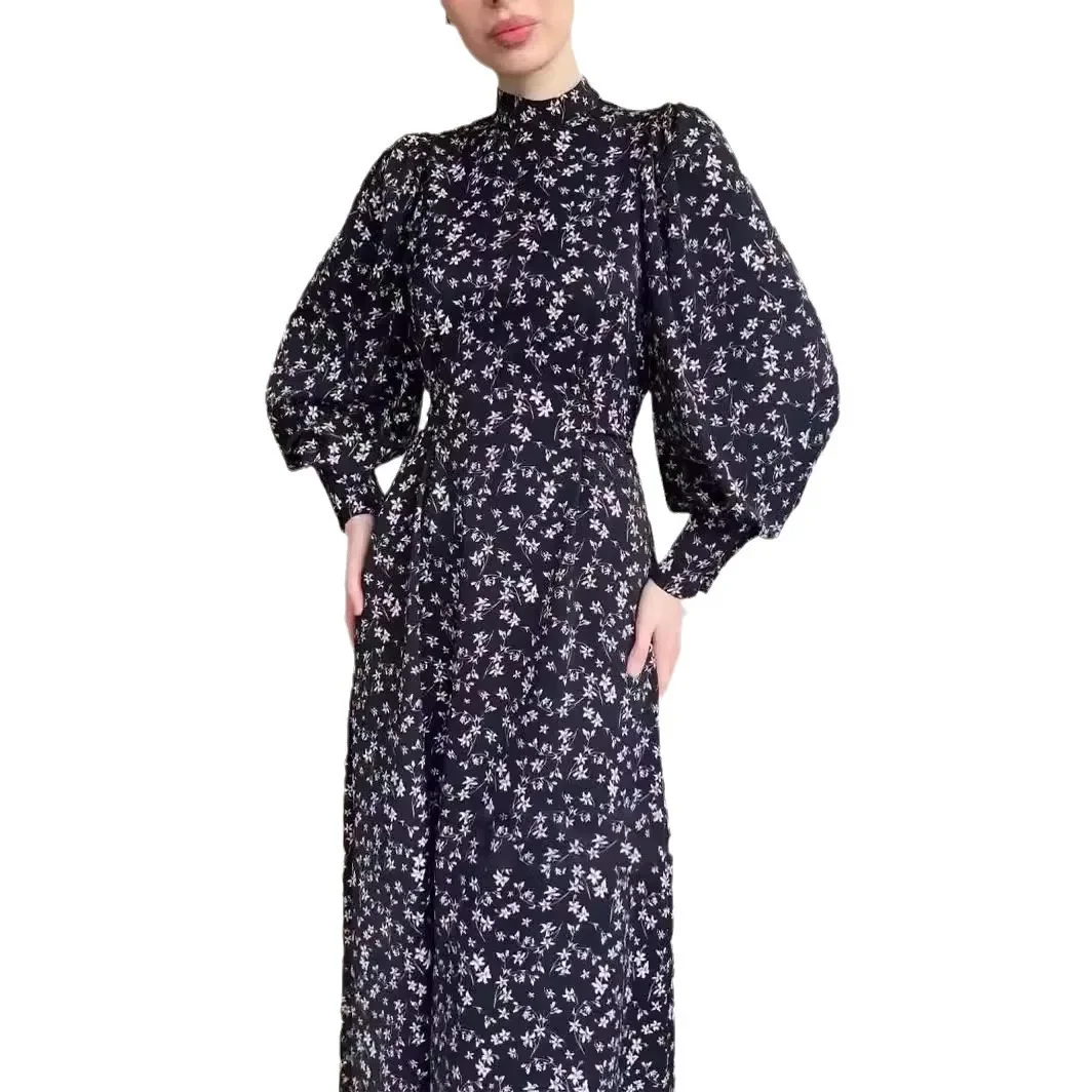 Vestido de satén Floral para mujer, ropa islámica suelta con cordones, Abaya de Dubai, Turquía, árabe, musulmán