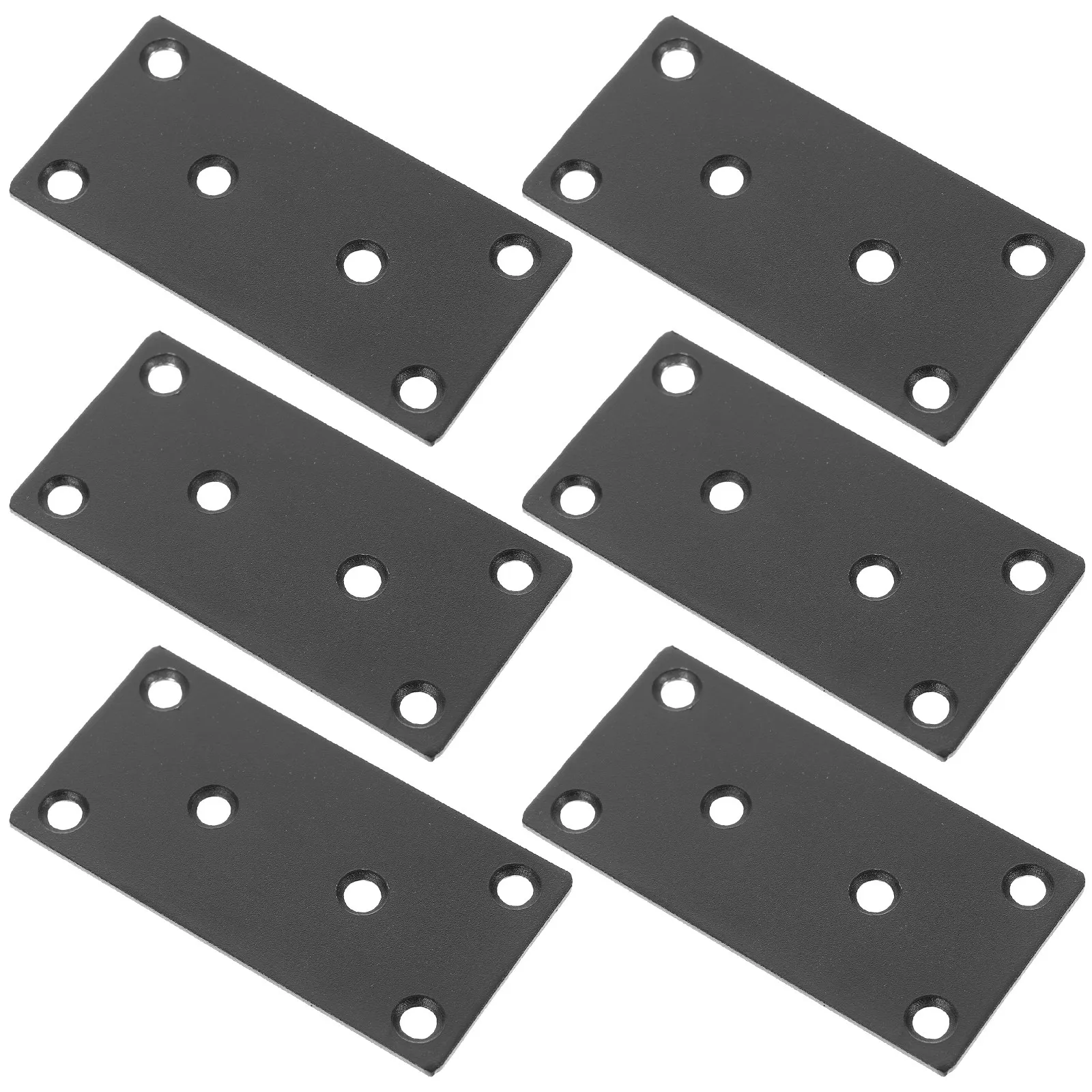 6Sets Black Flat Mending Plates for Wood Joints Repair Heavy Duty Metal Brackets with Screws for Furniture Strengthening Bed
