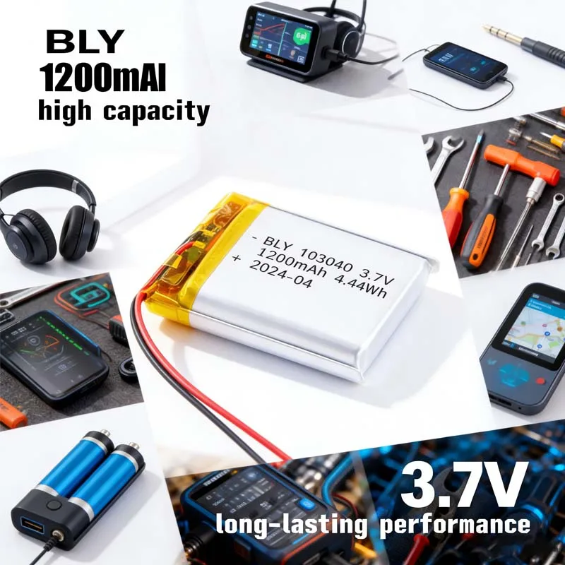 

3.7V 1200mAh 103040 Rechargeable Polymer Lithium Battery Bulk Pack for MP3/4/5 GPS Navigator DIY Electronic Tools