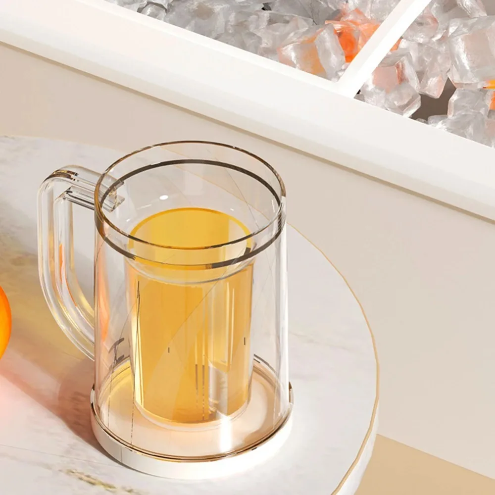 Household Double Wall Beer Mug Transparent Thickened Liquid Frozen Cup Large Capacity Plastic Cold Drink Chilled Cups Summer