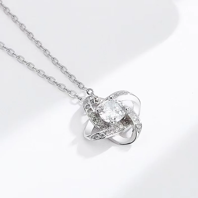 S925 Sterling Silber Halskette für Damen, Hochwertig und Modisch, Vollbesetzt mit Diamanten, Vierblättriges Kleeblatt, Windmühlen-Design, Schlüsselbein-Kette – Detail 2
